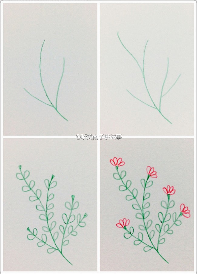 简单彩铅植物简笔画教程 小清新植物简单彩...