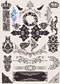 B28素描欧式花边素材 欧式装饰古典复古风 天使边角花纹 边框AI-淘宝网