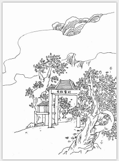 舍与得2018采集到白描山水建筑