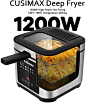 Deep Fryer, CUSIMAX 2.5L Touchscreen Deep Fat Fryer, with Timer and Temperature Control, Stainless Steel Basket and Viewing Window, Removable Lid, Non-Stick Oil Tank, 1200W: Amazon.co.uk: Kitchen & Home