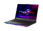 2023 Strix SCAR 16 Off center shot of the front of the Strix SCAR 16, with the ROG Fearless Eye logo on screen