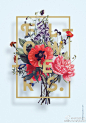 #求是爱设计#设计师Aleksander Gusakov创作的系列花卉装饰海报。