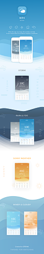 WP4 weather application : This application is for users who want to check on weather. It displays rainy, foggy, sunny, cloudy, stormy, or windy conditions in illustrations.