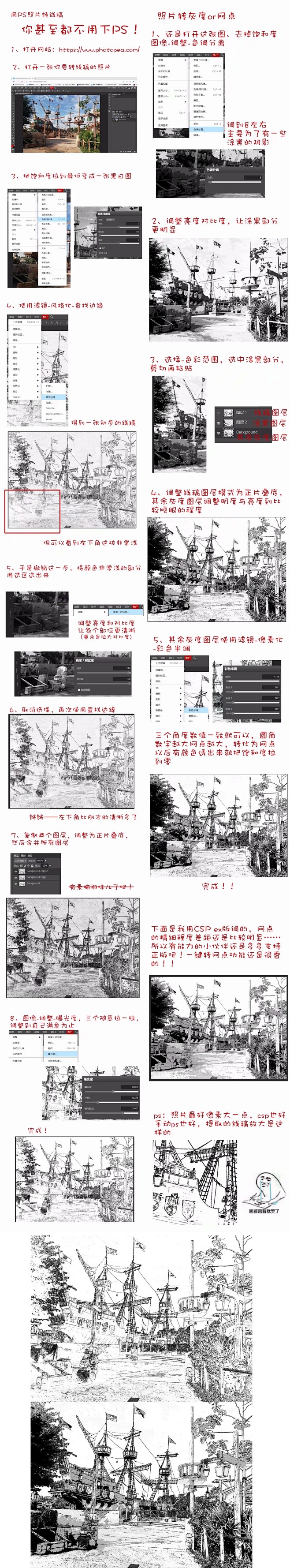 照片ps转线稿