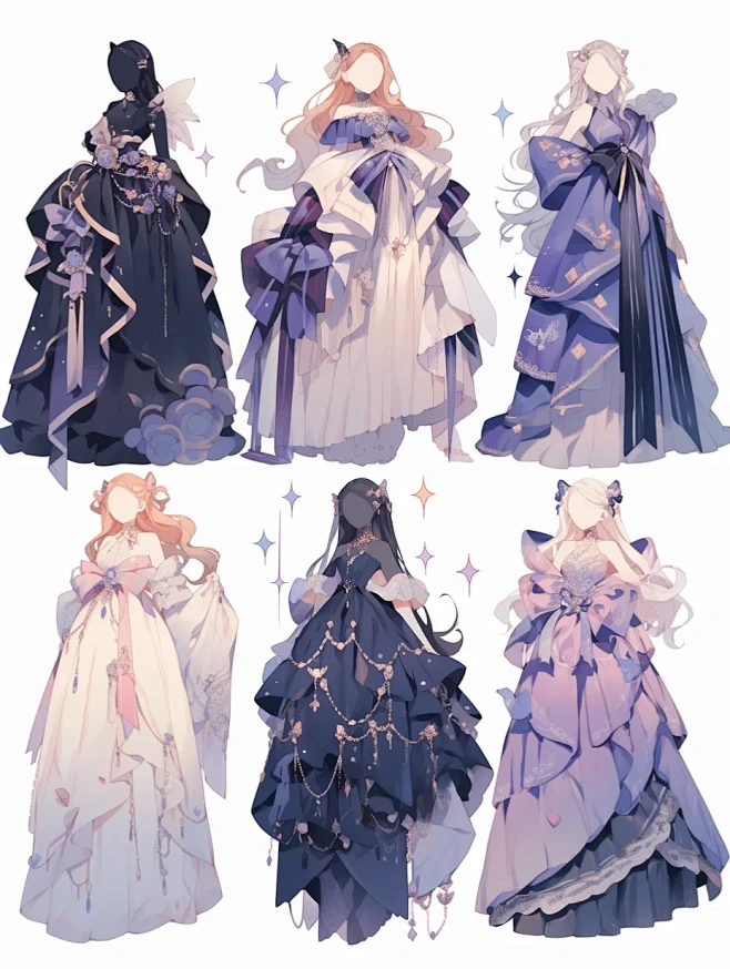 礼服婚纱｜oc服设手帐插画参考素材｜十二弹-花瓣网