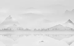 水墨山水画古风黑色背景原创插画素材水墨山水背景