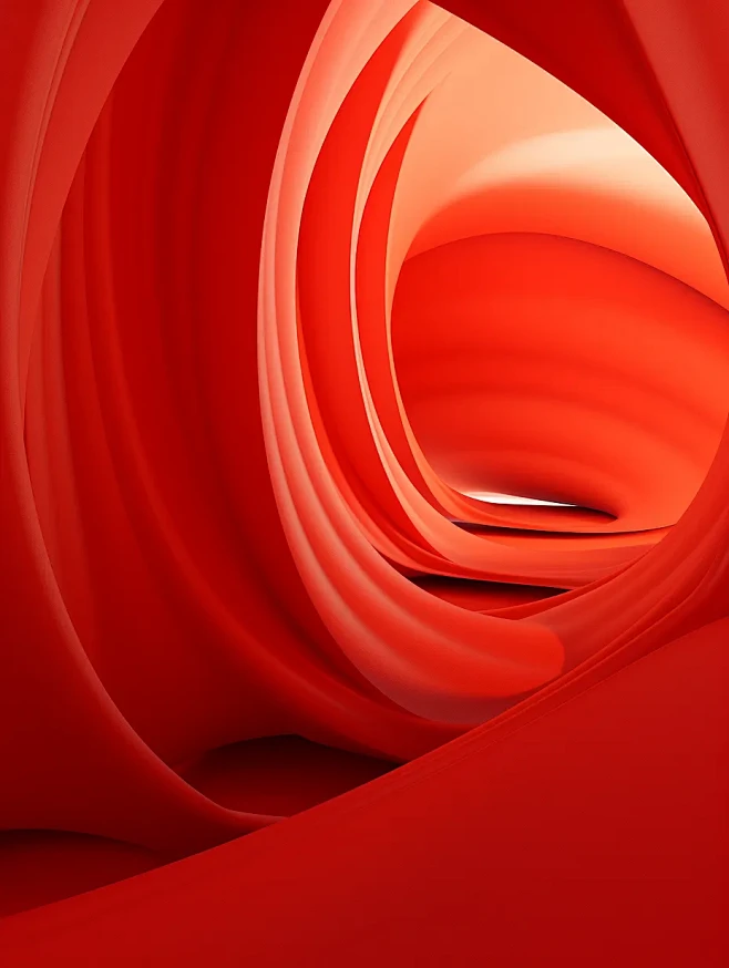 抽象的红色背景，曲线虚幻引擎5的风格，极...