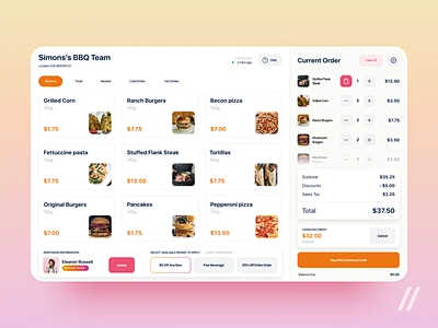 Point of Sale System Design pos system menu drinks food sale goods ...