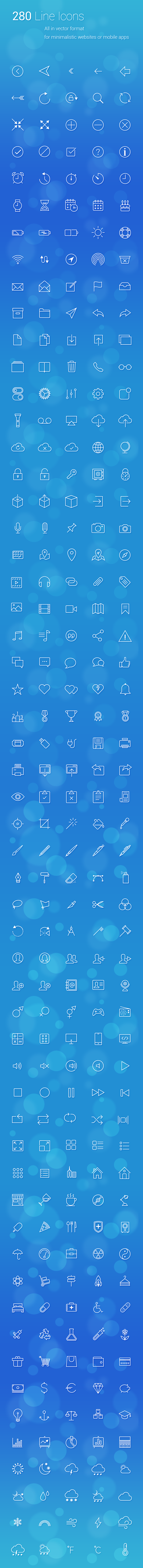 280 Line Icons on Be...