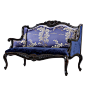 奇居良品欧式实木手工雕花沙发 卡蕊娜蓝色布艺软包双人沙发 预定-淘宝网