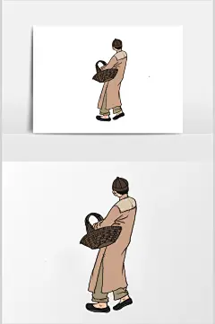 素雅手绘大气高端国风人物素材