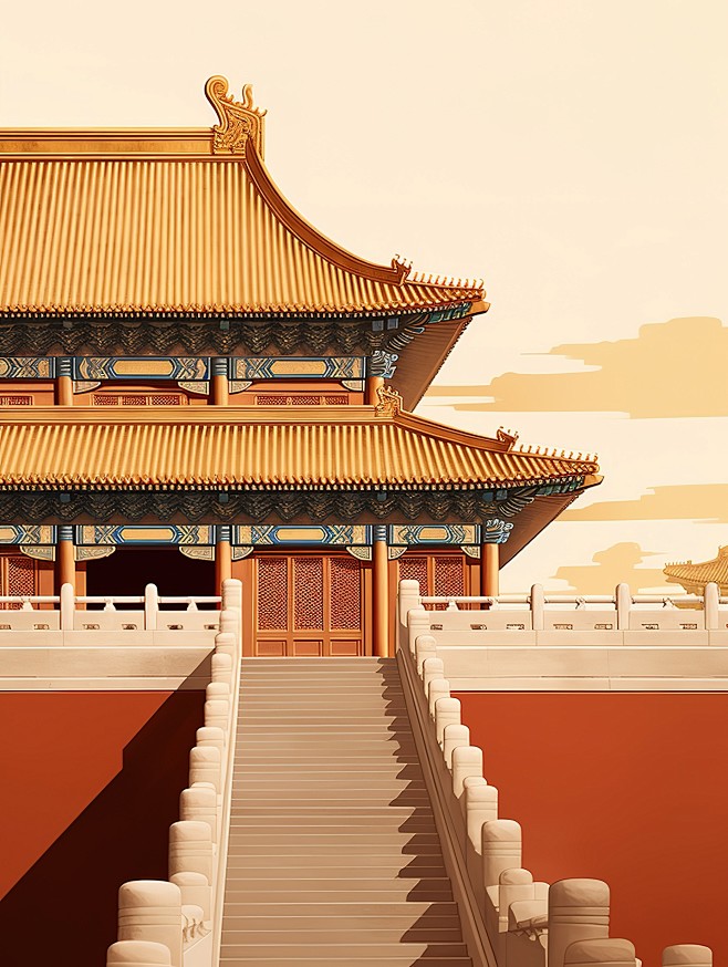千库网_北京故宫博物馆建筑插画8_插画编...
