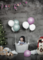 篮子小女孩 雪人云朵 气球束 丝带礼物 霓虹 圣诞海报设计PSD ti324a8215