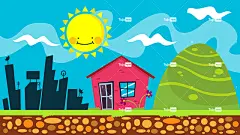 卡哇伊 卡通片 太阳 自然 城市 建筑物 地球 家 太阳 太阳