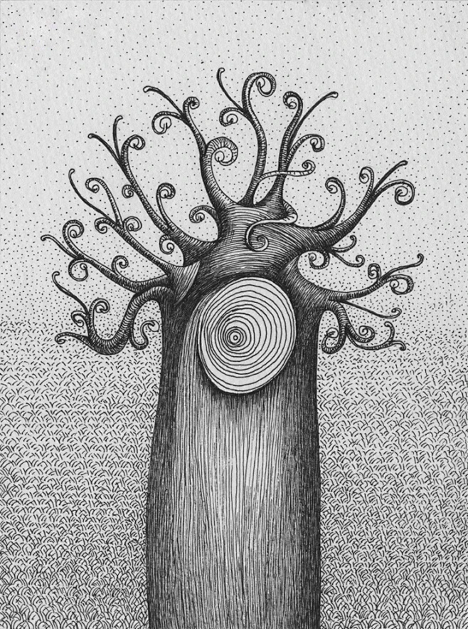 【《树的碎歌》-圆珠笔手绘画芯-觉Jue.so