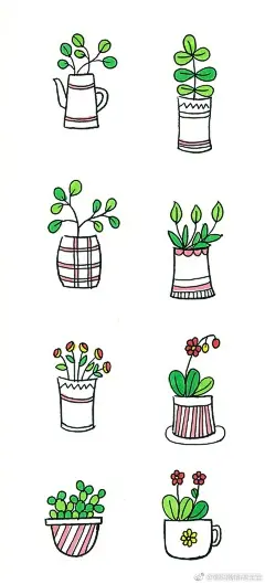 一波小盆栽手绘简笔画 ​​​​