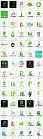 天然环保自然绿叶树木字母组合商标logo标志ai矢量平面设计素材图-淘宝网