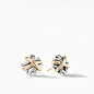 Crossover Stud Earrings with 18K Yellow Gold