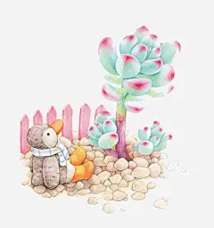 手绘多肉高清素材 企鹅 多肉 植物 砂石 免抠png 设计图片 免费下载