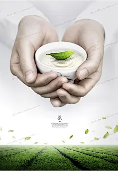 Z95创意茶文化茶叶茶园花茶绿色叶子茶道平面广告海报PSD设计素材-淘宝网