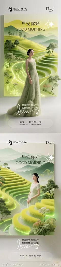 医美早安禅意疗愈海报-源文件-志设网-zs9.com