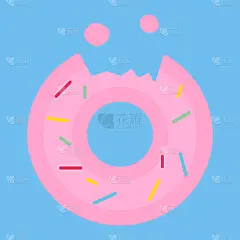 一个简单和可爱的草莓巧克力甜甜圈插图