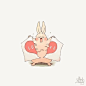 泰国插画师ᗰίn∂ɱεl0ɗϓ 画的一只憨态可掬的胖兔子，萌萌哒~（转）