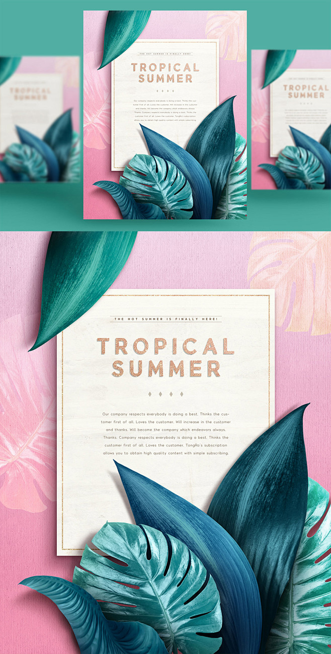 夏季热带植物海报PSD模板Summer ...