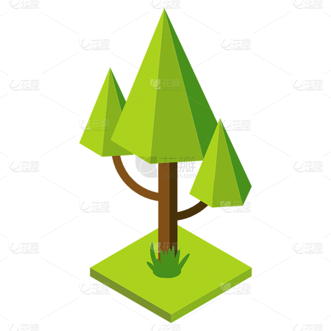 2.5D-自然元素装饰贴纸svg-树