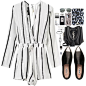 A fashion look from August 2015 featuring stripe romper, miu miu sneakers and black shoulder bag. Browse and shop related looks.