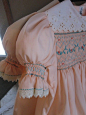 Peach high yoke smocked dress size 3 by SmockingByGinaBug on Etsy