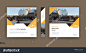 Abstract composition. White brochure cover design. Info banner frame. Text font. Title sheet model set. Modern vector front page. City view texture. Yellow triangle figures image icon. Ad flyer fiber