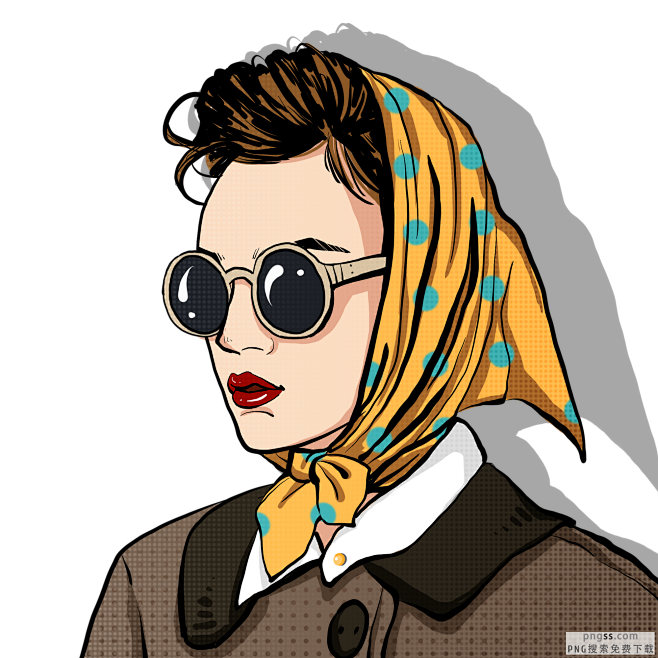 波普艺术,潮流,促销,电商,复古,购物,卡通手绘,墨镜女郎,人物头像