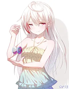 [#オリジナル] 丽 摇篮 - 千夜QYS3的插画 - pixiv : 小时候玩悠悠球唯一会的一招（大概）当时玩的好像叫天火啥的~~ ps丽的黑头发~~是染的  也可能白头发是染的 我不知道(ಥ_ಥ)