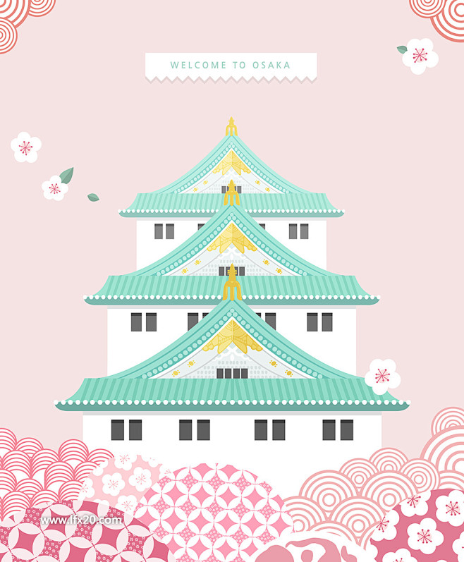 中式节日剪纸花纹鼓楼门槛横幅花纹背景