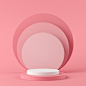 Abstract geometry shape white color and pink color podium on pink color background for product. minimal concept. 3d rendering Premium Photo