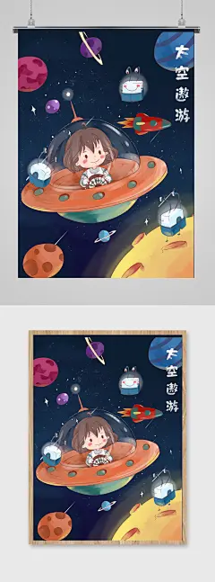 宇宙太空宇航员插画