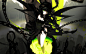 black_rock_shooter chain dress green_eyes horns scythe skull takanashi_yomi tsunekun weapon wings