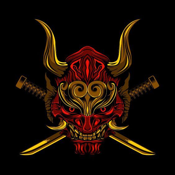 devilevilroninsamuraipremiumvector