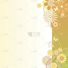 绿色橙色的花背景