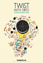 奥利奥启动2015年全新Campaign——Play With Oreo。Oreo邀请十大插画牛人与品牌通力合作，号召大家一起来成为具有艺术感染力的吃货。插画家们以与品牌相关的一词为题，让经典的Oreo成为创作主体，脑洞Duang的一下大开!
Oreo原来也可以这么萌，一起来感受一下吧。