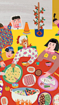 年夜饭插画_百度图片搜索