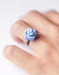 Origami Jewelry, Blue Rose Ring, Powder Blue Bridesmaid, Light Blue Ring, Bridesmaid Jewelry, Bridesmaid Gift, 1st Anniversary Gift : ♥ A delicate teeny Light Blue Origami Rose that delicately wraps around your finger to give a gorgeous pop of color. ♥ Th