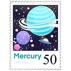 手绘-航天局邮票贴纸-宇宙9