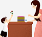 学生给老师献花高清素材 书本 卡通女教师 卡通教师 学生 教师 教师节 献花 老师 讲台 免抠png 设计图片 免费下载