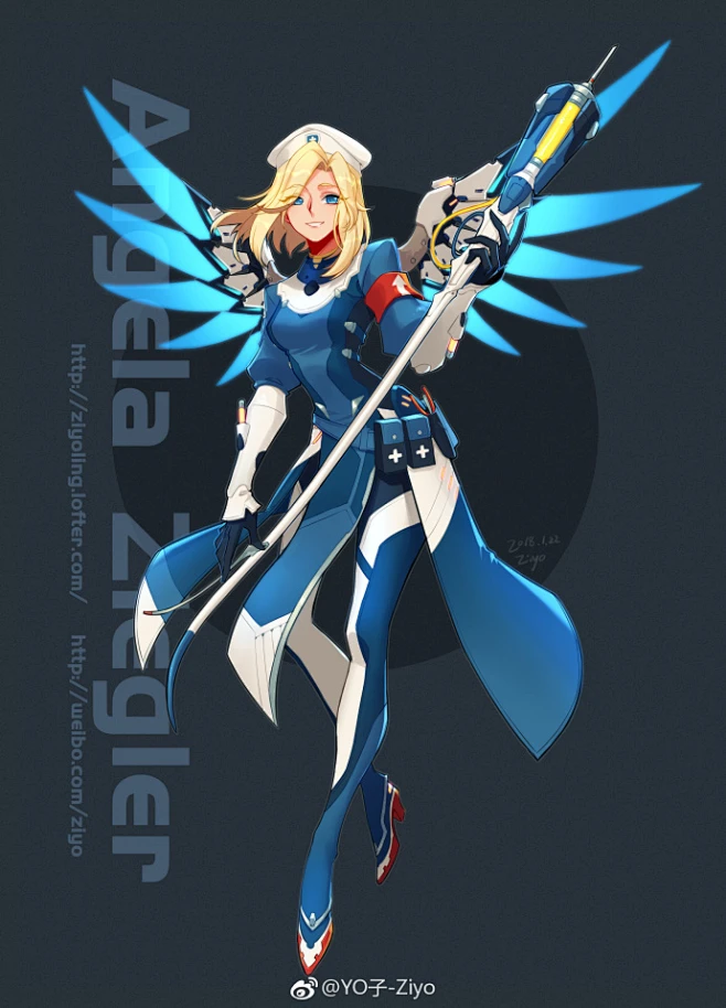#守望先锋# #overwatch# 重画了这张战地天使，p3是去年看到官漫时画的线稿，那时候看不清 细节都是瞎蒙的。 -花瓣网