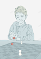 手绘蓝色下棋掷色子 页面网页 平面电商 创意素材