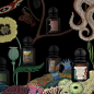 The botanist artist Katie Scott takes inspiration from the seabed. She explores its many hidden treasures, from which she delivers an enchanted vision for Abyssae. A magical Eden where, in a game of chiaroscuro, the colours of the flora and corals are inv