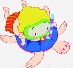 手绘卡通海报游泳小孩子高清素材 页面网页 平面电商 创意素材 png素材