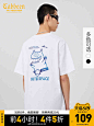 Cabbeen/卡宾男装小怪兽卡通T恤2022夏季新款休闲短袖纯棉上衣潮A-tmall.com天猫